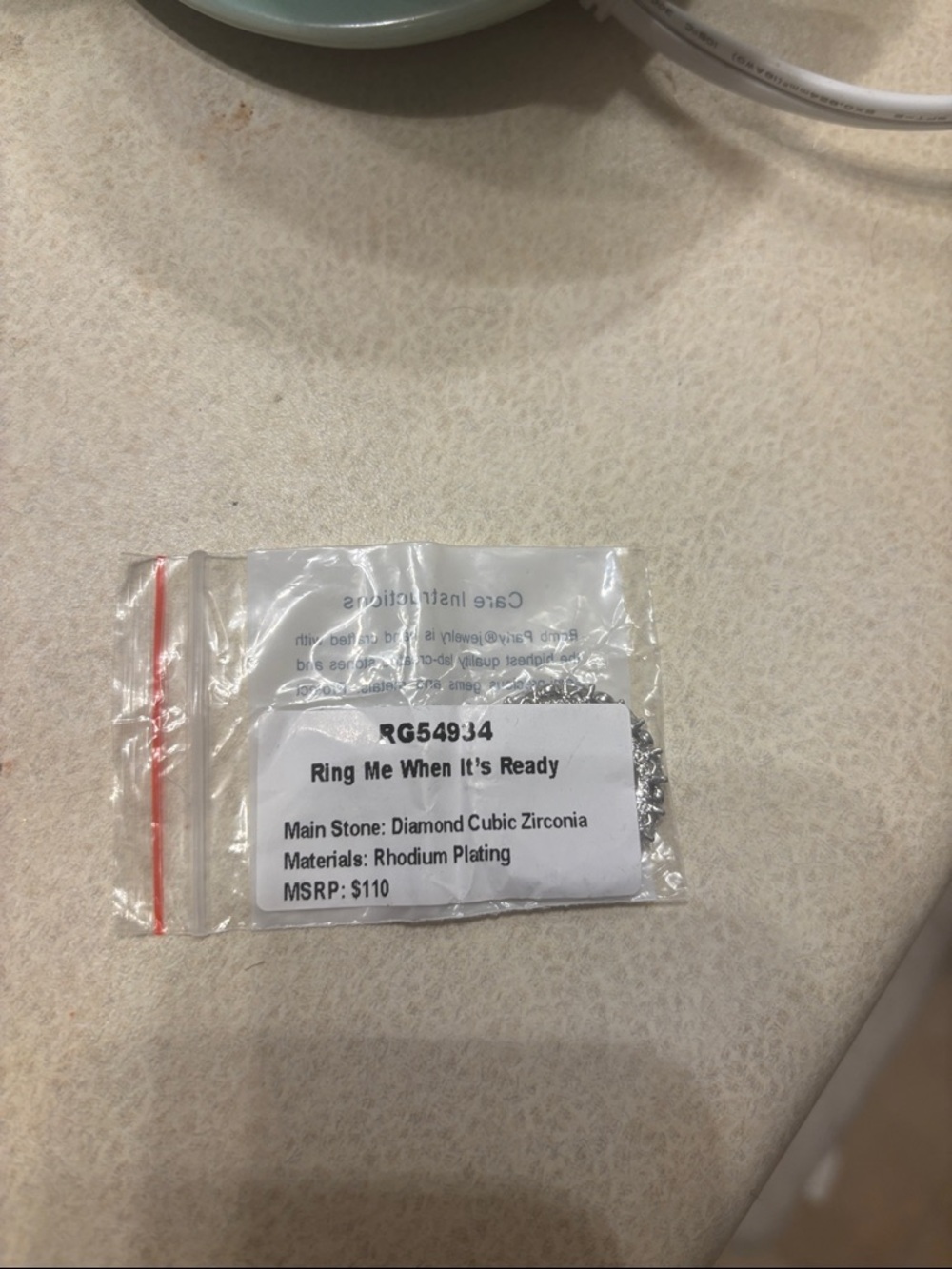 Rhodium-Plated Ring 'Ring Me When It's Ready'